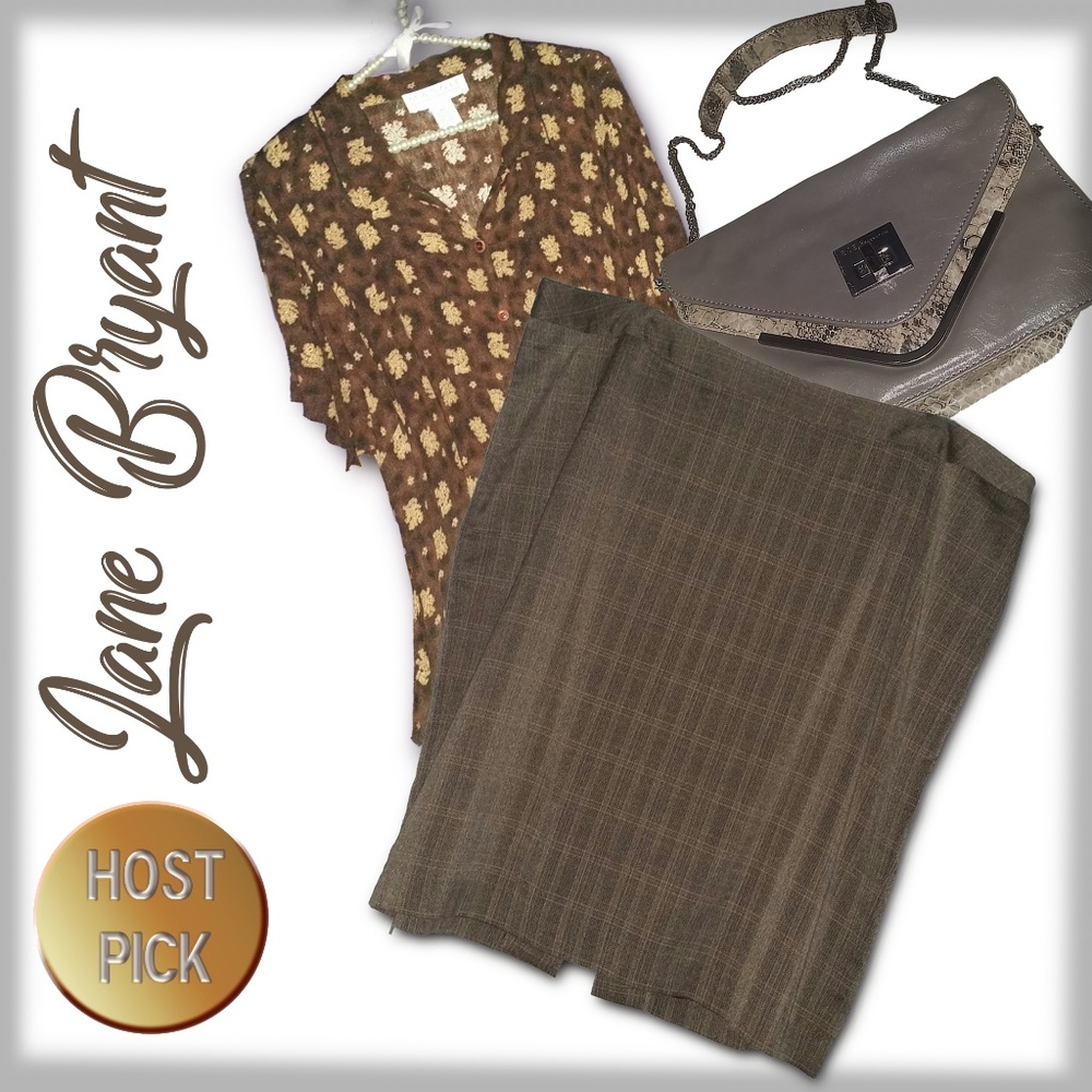 LANE BRYANT Brown Plaid Skirt - Size 20